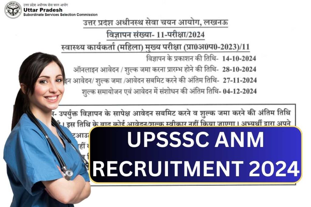 UPSSSC ANM Recruitment 2024, Check Notification, Eligibility & Application Dates