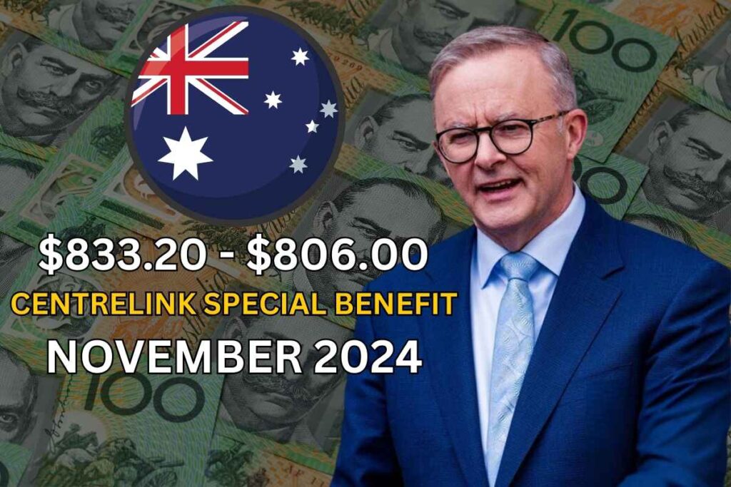 $833.20 - $806.00 Centrelink Special Benefit November 2024