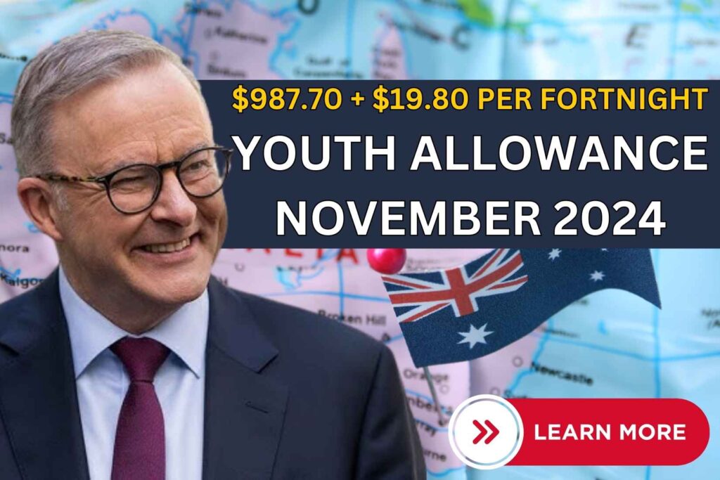 $987.70 + $19.80 Per Fortnight Youth Allowance November 2024