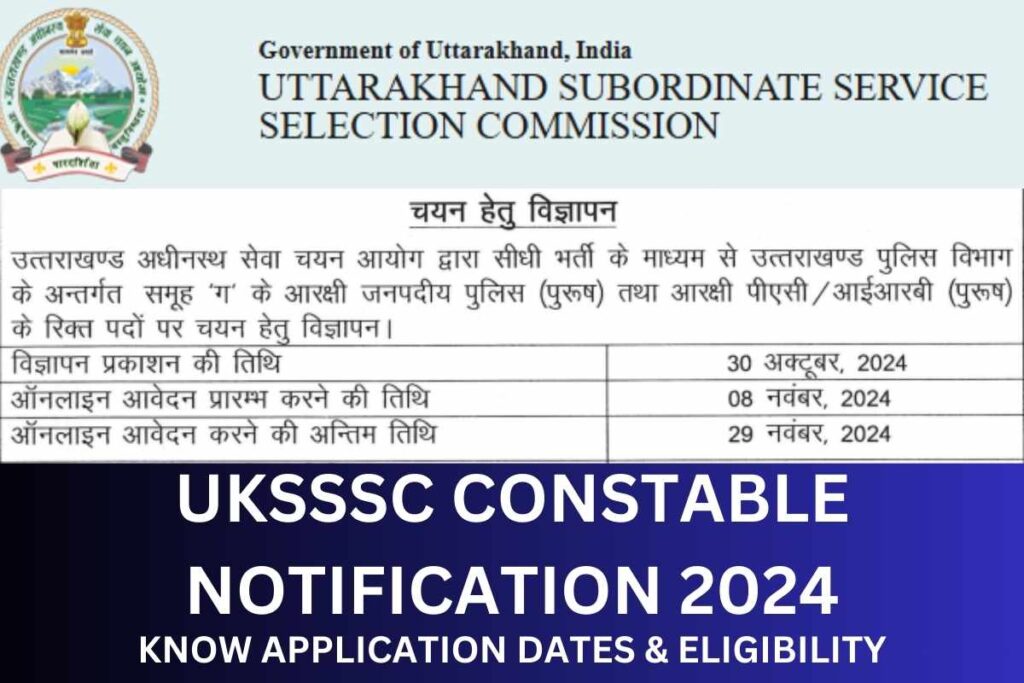 UKSSSC Constable Notification 2024, Recruitment, Application Form